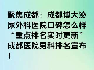 聚焦成都：成都博大泌尿外科医院口碑怎么样“重点排名实时更新”成都医院男科排名宣布！